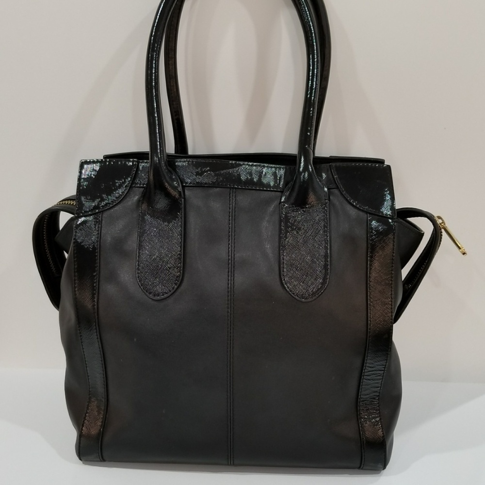 Badgley Mischka Black Leather Handbag - Picture 2 of 8